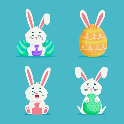 兔子手绘复活节兔子系列复活节兔子庆祝教