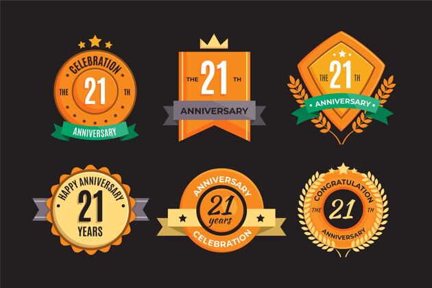 年度公寓21周年纪念徽章系列生日快乐庆祝年龄