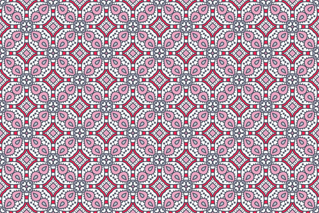 皇家几何无缝图案 圆形元素曼荼罗圆圈抽象