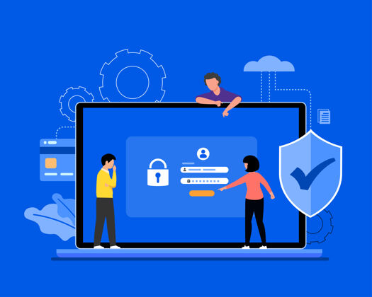 安全网络数据安全在线概念说明 互联网安全或信息隐私保护隐私挂锁蓝色