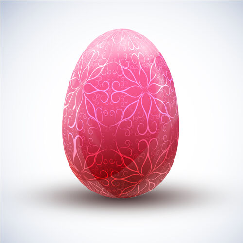 乐趣复活节快乐粉红色彩蛋与美丽的装饰图标上的光表面现实主义矢量插图单传统复活节