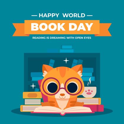 图书日平面世界图书日插画故事世界图书日阅读