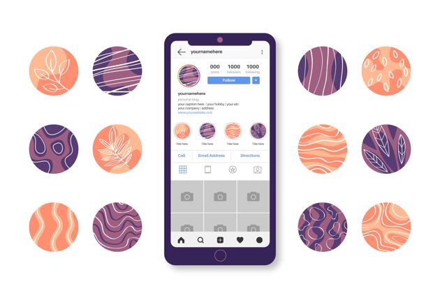 集合抽象手绘instagram精选集媒体平台网页模板Instagram