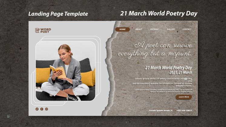 世界各地世界诗歌日登陆页网页模板国际登录页
