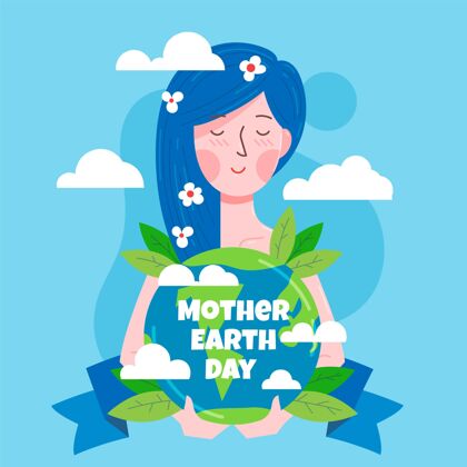 地球母亲地球母亲节插图庆典4月22日地球母亲日