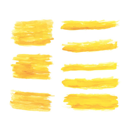 黄色手工水彩笔画套装纹理笔划元素