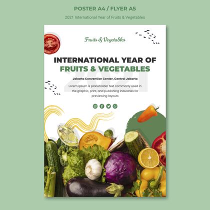 素食者国际果蔬年海报模板世界各地海报健康食品