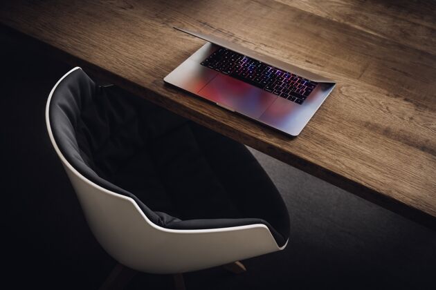 椅子笔记本电脑放在桌子上书桌Macbook硬件