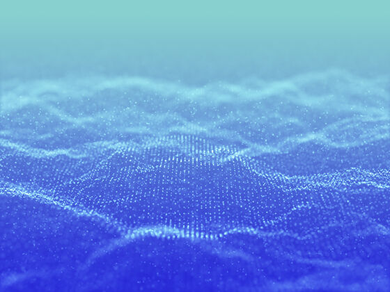 技术三维渲染一个抽象的背景与网络粒子设计运动现代波