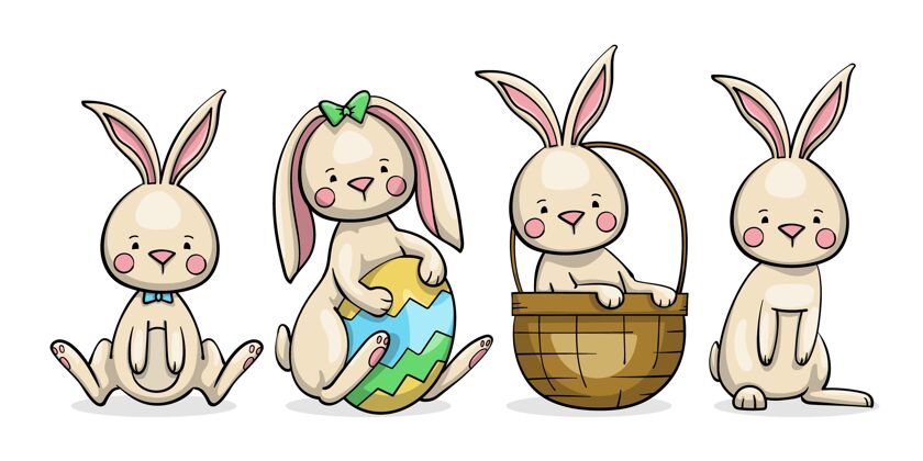 包手绘复活节兔子系列收集可爱节日