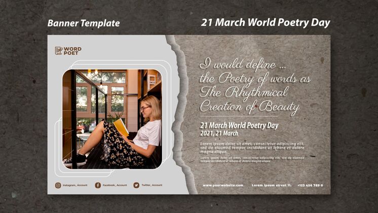 横幅模板世界诗歌日横幅国际全球模板