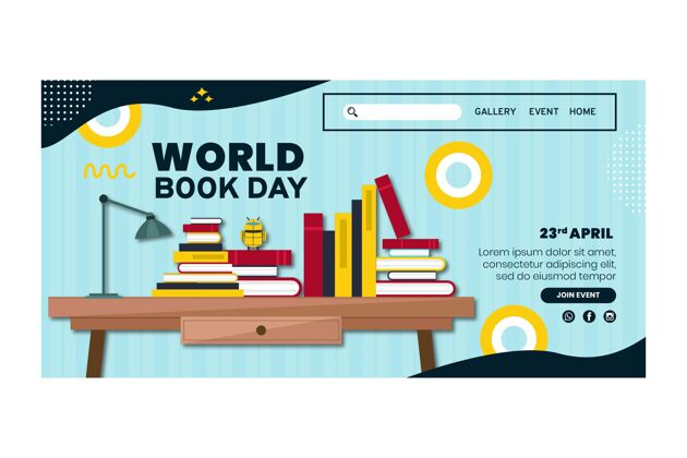 知识世界图书日庆祝活动的登录页模板图书日全球卷