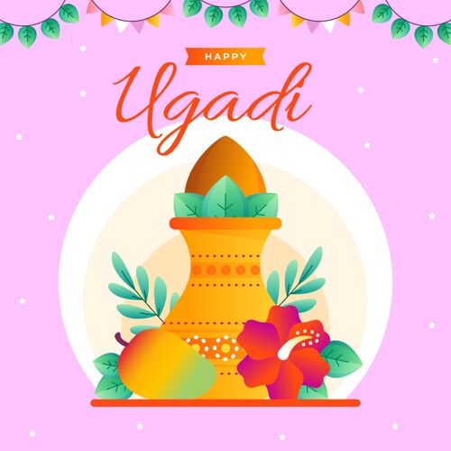 庆祝平淡快乐？乌加迪插画印度春节印度教
