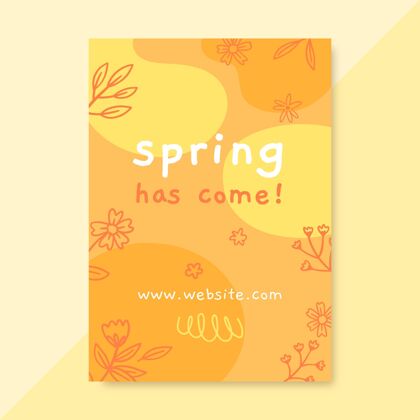 自然涂鸦单色春季海报春天花卉开花