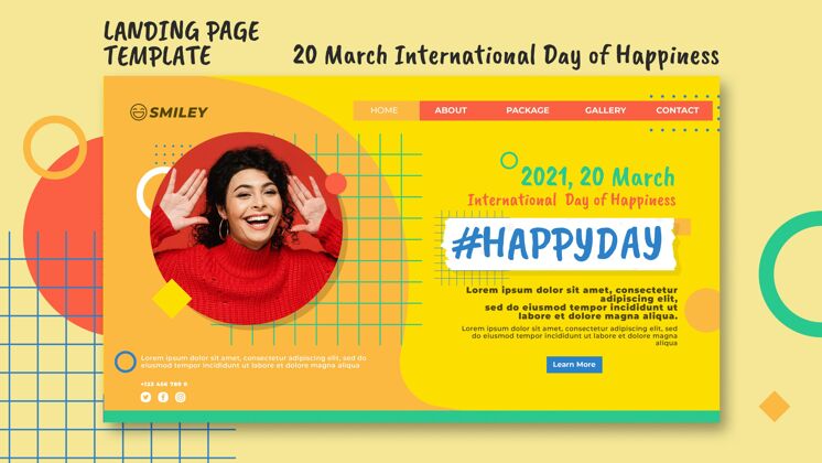 快乐国际幸福日登陆页国际快乐日网页模板全球