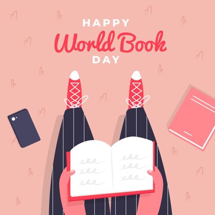 学习世界图书日插画与人阅读顶视图插图世界图书日小说