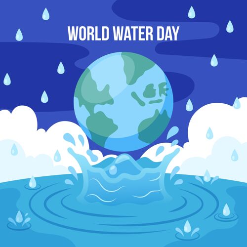 全球平面世界水日插图国际插图地球