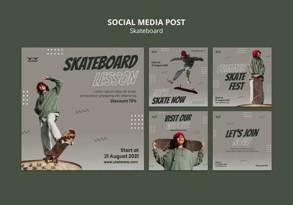 运动滑板课社交媒体帖子课程溜冰模板
