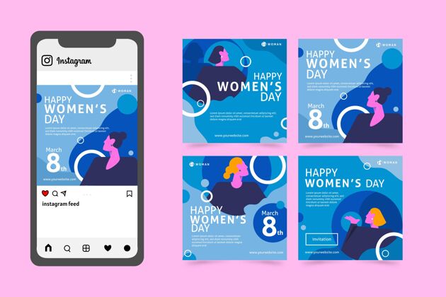 两性平等国际妇女节instagram帖子集Web模板InstagramPostFlatdesign