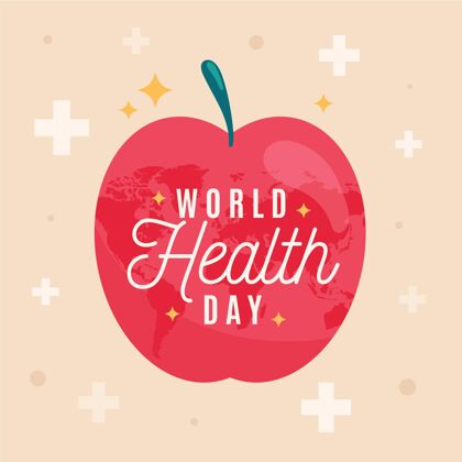 插图苹果世界卫生日插画健康平面平面设计