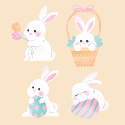 帕斯卡复活节兔子系列水彩画复活水彩画插图