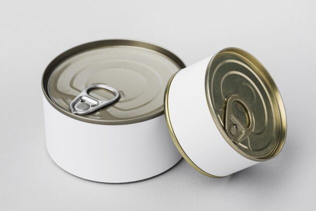 可以模型桌面上的锡罐俯视图模型罐头食品几何