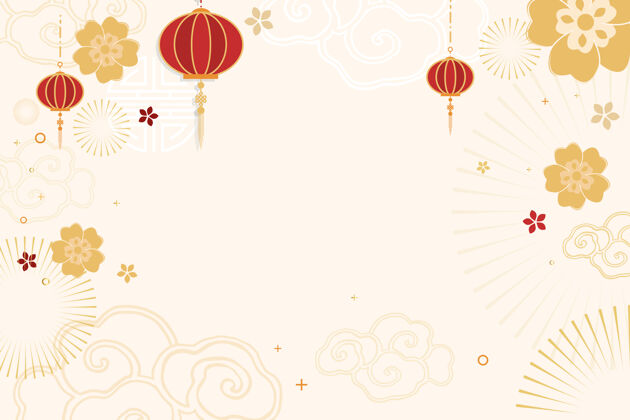 花中国新年庆典的喜庆背景农历新年多彩节日