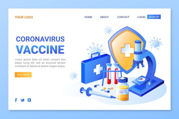 预防等轴测冠状病毒疫苗登录页危险网页模板大流行