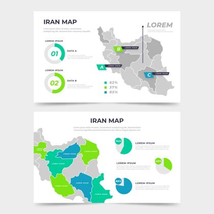 目的地伊朗地图信息图伊朗模板平面设计