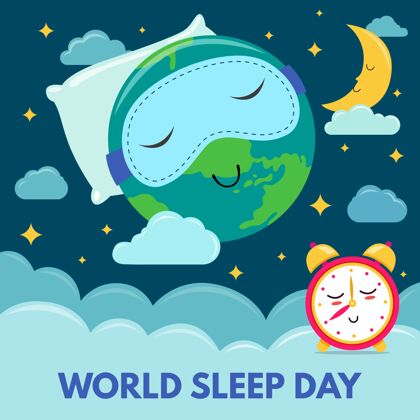 睡眠障碍世界睡眠日插图与睡眠星球戴面具休息插图健康