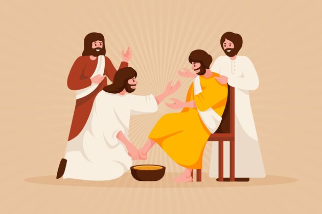 耶稣受难日耶稣和门徒洗脚的耶稣受难节插图人物教耶稣
