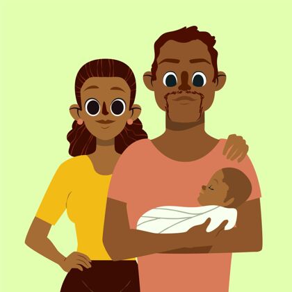 妇女带宝宝的平面手绘黑色家庭插画一起女性母亲