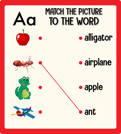 语言将图片与儿童单词工作表匹配动作孩子游戏