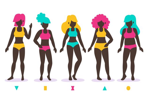 人平面手绘女性体型类型集类型人平面手绘