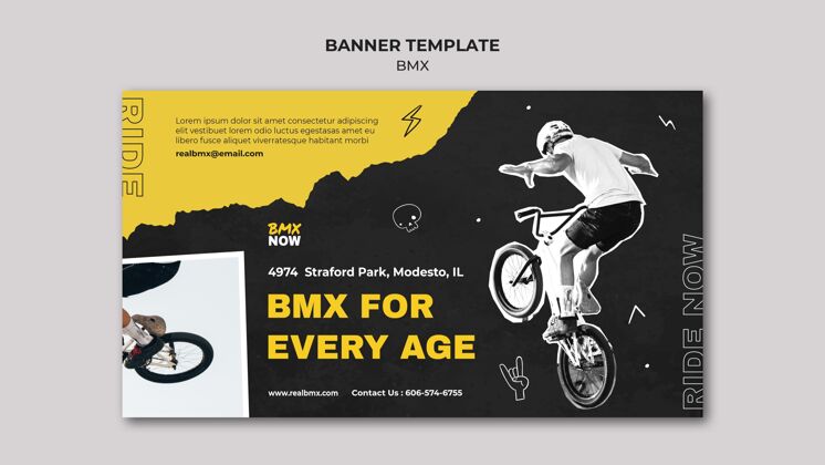 自行车横幅模板bmx自行车与男子和自行车体育水平爱好
