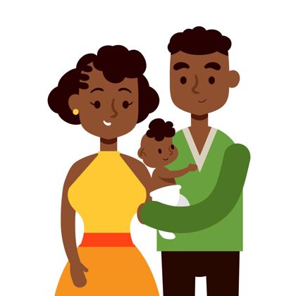 社会黑色家庭与婴儿手绘设计公民插图平面