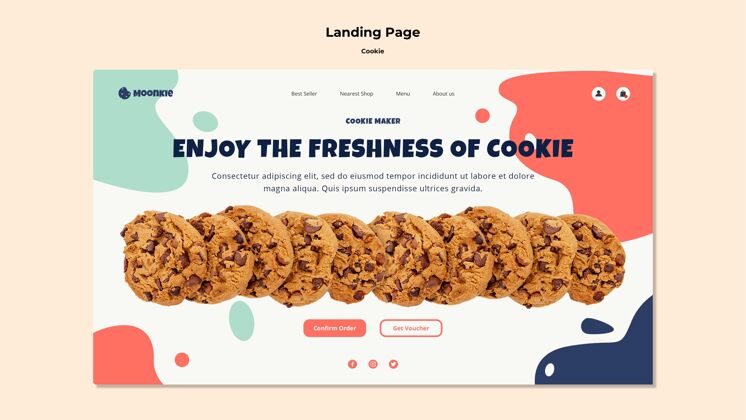 甜点带有cookies的登录页模板网站饼干美食