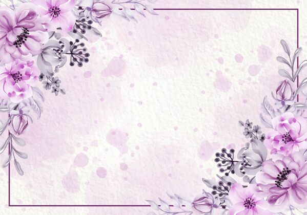 腮红植物粉紫色卡片与野生花卉 树叶 框架插图玫瑰颜色女性
