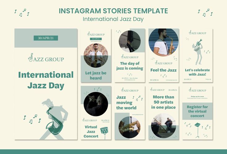 活动国际爵士日instagram故事概念风格节日
