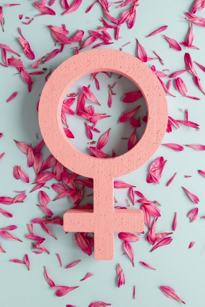 俯视妇女节花瓣女性标志顶视图意识平等反性别歧视日