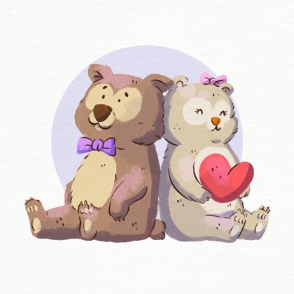 可爱水彩情人节熊熊恋浪漫庆祝水彩
