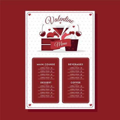 菜单平面情人节菜单模板模板2月14日平面设计
