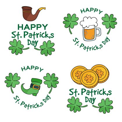 爱尔兰一包画好的圣帕特里克节标签徽章标签文化
