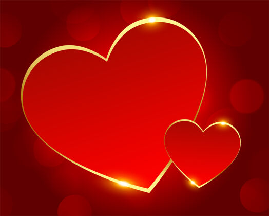 心浪漫的红色和金色的爱情之心爱浪漫溢价