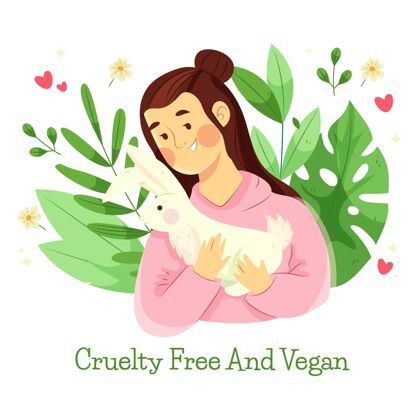 素食主义者平面设计说明残酷自由和素食主义的概念环保不测试动物生态
