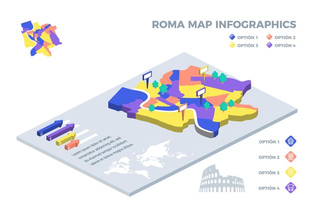 罗马等轴测罗马地图信息图国家地图图形信息