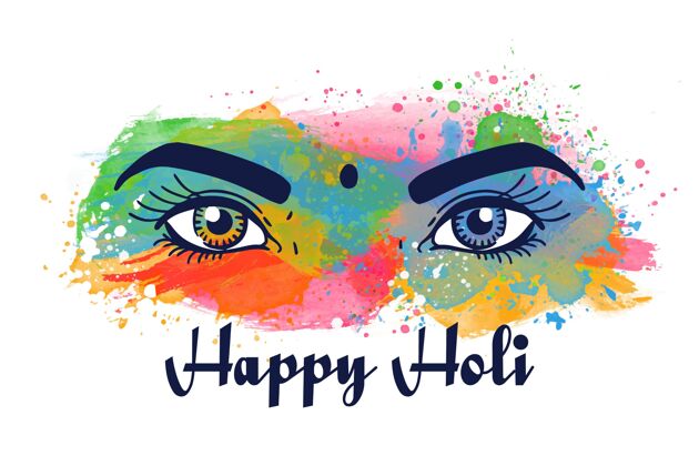霍利节水彩画胡里节眼睛用颜料乐趣霍利卡印度教