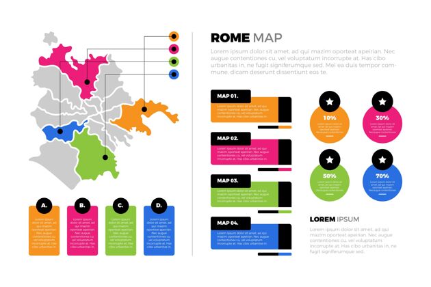 图形平面罗马地图信息图统计平面设计地图