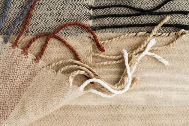 平铺布的顶视图织物纺织品水平