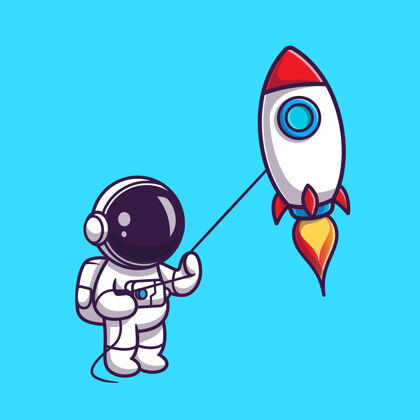 宇航员可爱的宇航员玩火箭风筝卡通宇宙飞船宇航员风筝